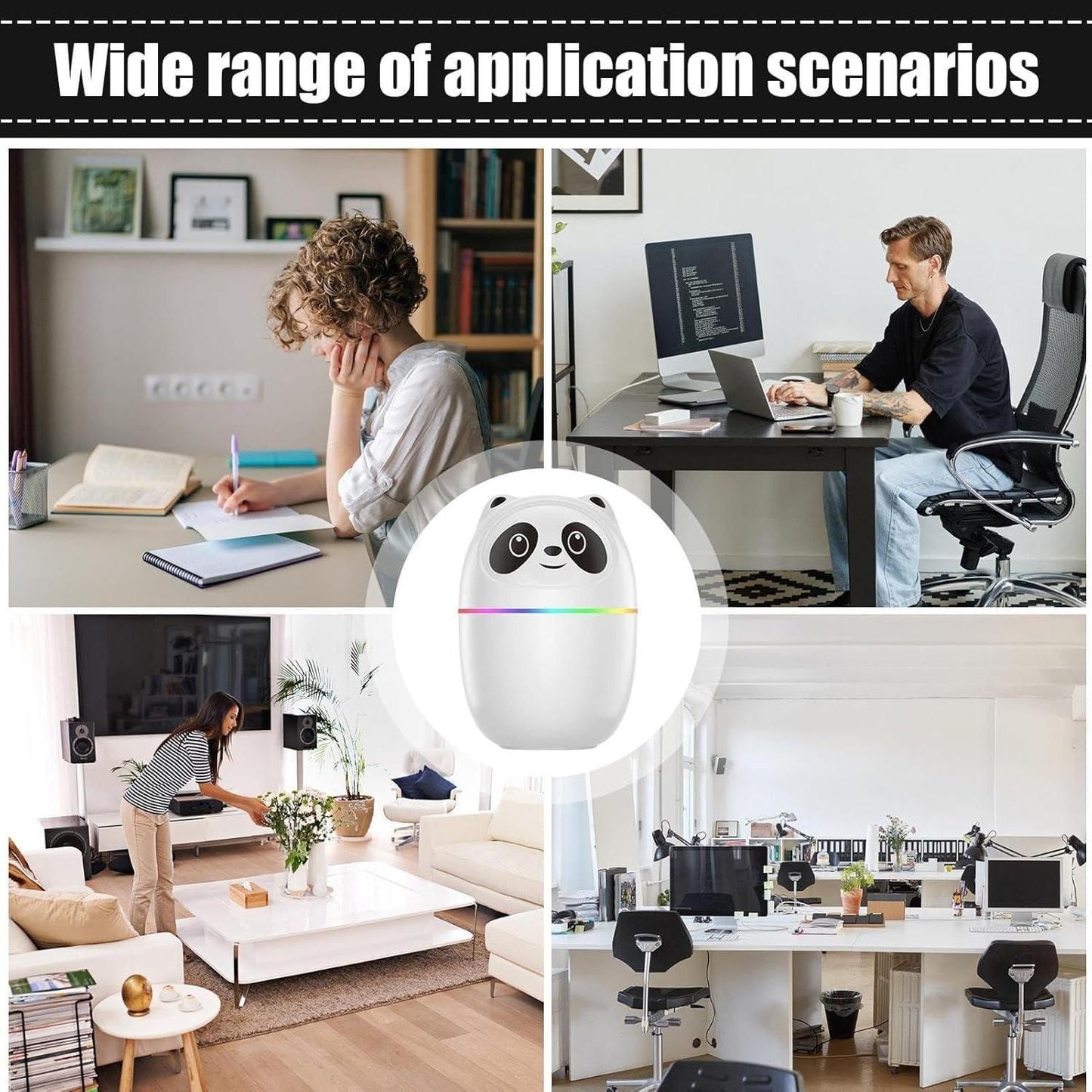Cute Panda Cool Mist Humidifier for Room Moisture